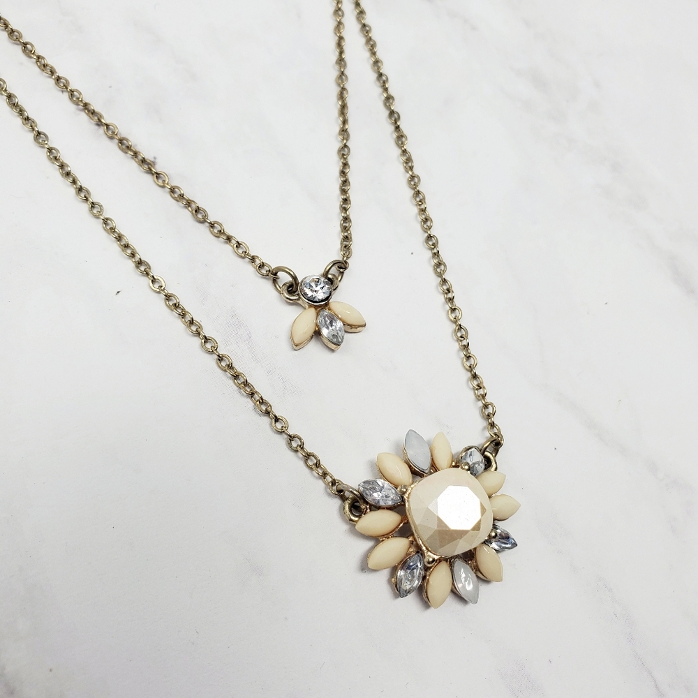 Layered Necklace w/Multi Pastel Stones